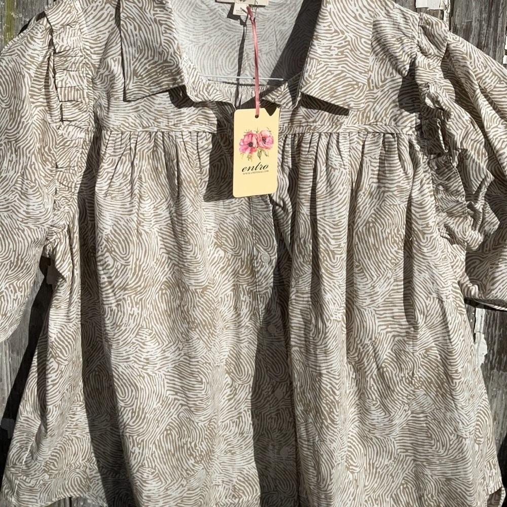 Entro Beige Patterned Blouse - Picture 3 of 3